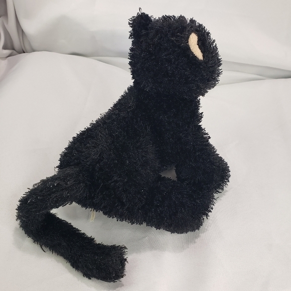 Ganz Webkinz Black Cat Plush Stuffed Toy 8 Inch HM135 Green Eyes Curly No Code - Picture 5 of 7